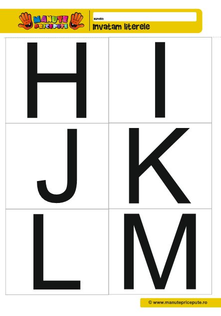 Fise de lucru alfabet: H, I, J, K, L, M