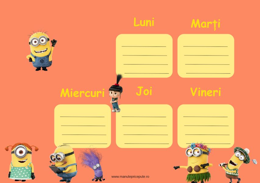 Clasa minionilor – orar