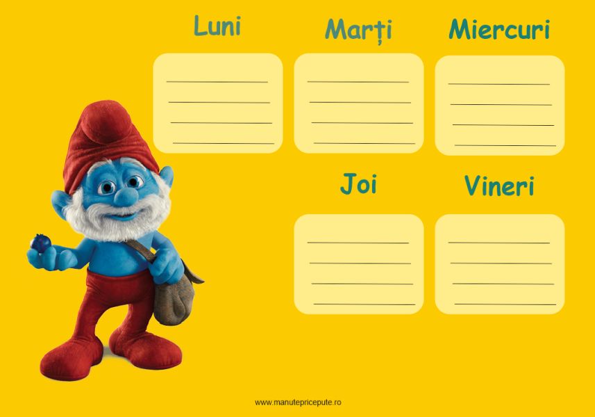 Clasa ștrumfilor – orar