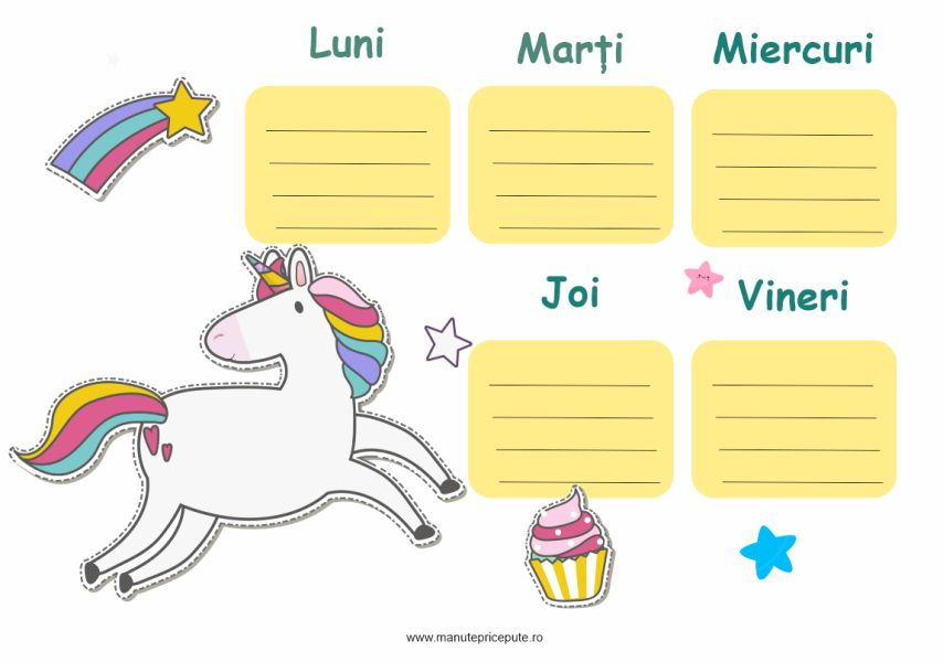 Clasa unicornilor – orar