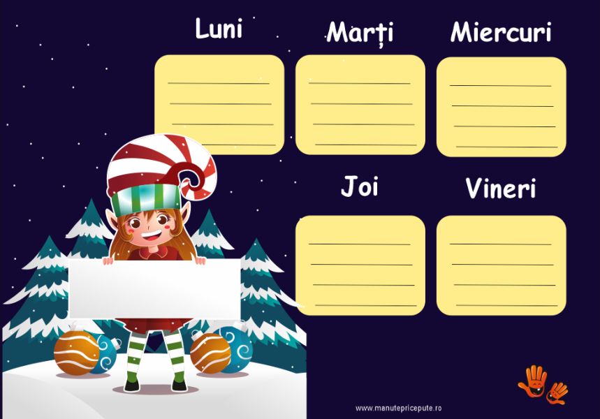 Clasa elfilor și spiridușilor – orar